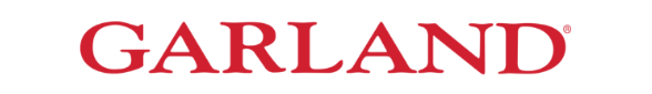 Garland logo in red on a white background