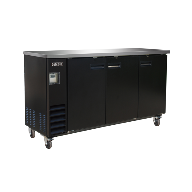 Celcold CBB60B 3 Solid Door Back Bar Cooler, Black 61.5"W - [BB1] - Celcold - - Refrigeration | Purchase online at RYCO Kitchenworks