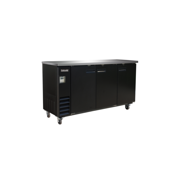 Celcold CBB72B 3 Solid Door Back Bar Cooler, Black 73.5"W - [BB1] - Celcold - - Refrigeration | Purchase online at RYCO Kitchenworks
