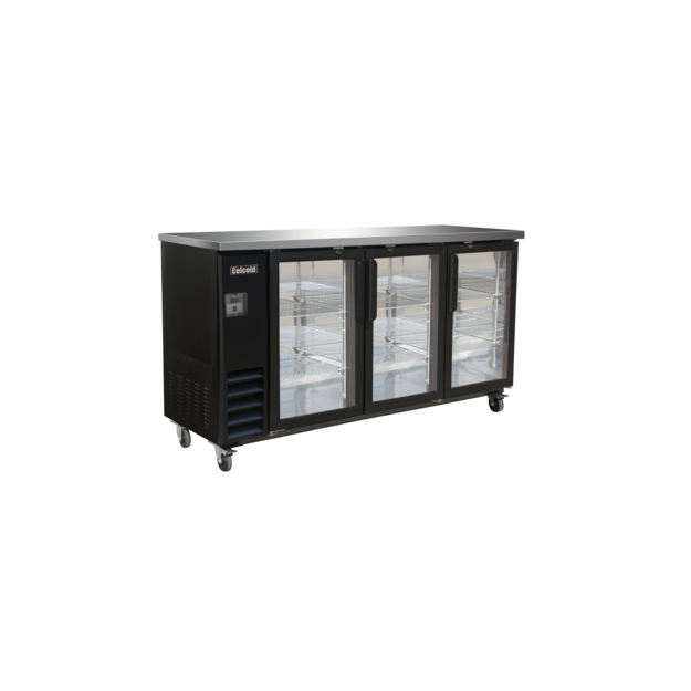 Celcold CBB72G 3 Glass Door Back Bar Cooler, Black 73"W - [BB1] - Celcold - - Refrigeration | Purchase online at RYCO Kitchenworks