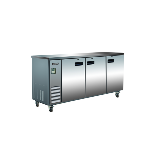 Celcold CBB72S 3 Solid Door Back Bar Cooler, Stainless 73.5"W - [BB1] - Celcold - - Refrigeration | Purchase online at RYCO Kitchenworks