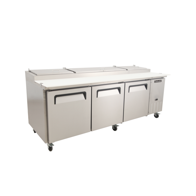 Celcold CPP9412 3 Solid Door Pizza Prep Refrigerator 94.5"W - [R4] - Celcold - - Refrigeration | Purchase online at RYCO Kitchenworks